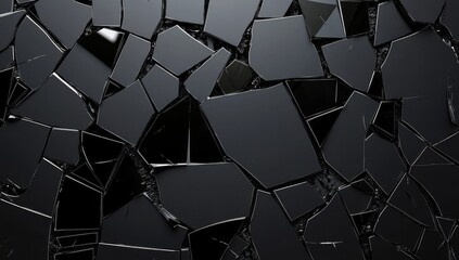 Poster - Graphite background with black layers and geometric illustrations of carbon sliced shapes.