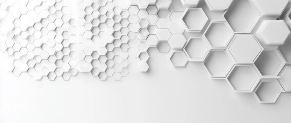 Poster - a white honeycomb hexagon background wallpaper with copy space that is randomly shifted.