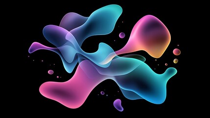 Poster - Holographic Liquid Glass with Shimmering Rainbow Hues - Fluid Movement and Translucent Shapes for Stunning Visual Effects