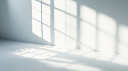 Poster - Black shadow overlay from window on white texture wall. Abstract background with sunlight. Mockups, posters, stationary, wall art, design presentations.