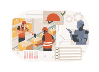 Poster - AI-Supported Workforce Safety abstract concept vector illustration.