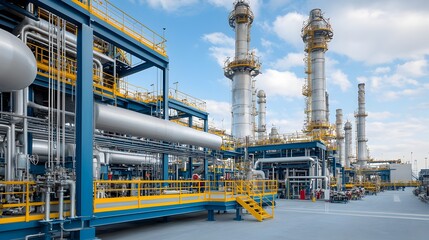 Poster - Intricate Maze of Futuristic Pipelines in a Modern Fuel Refinery Highlighting the Cutting edge Fuel Processing Systems and Innovative Industrial Design