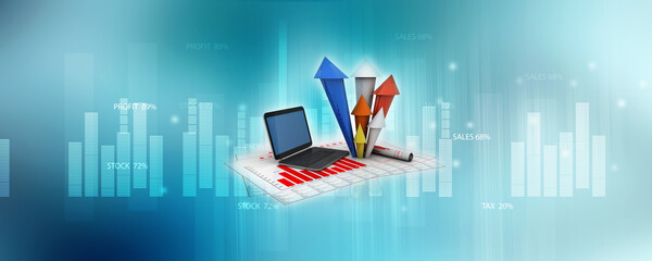 Poster - 3d illustration Growth and income concept