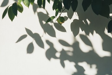 Poster - An overlay of leaf shadows and light on a tropical tropical background. Includes natural leaves, dappled sunlight and tree branch shadows.