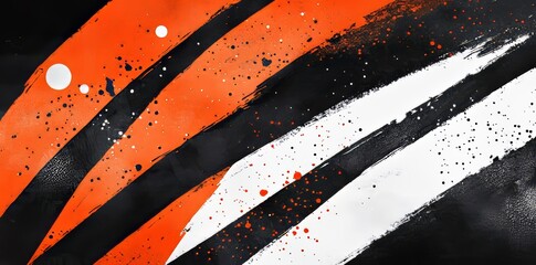 Poster - Gritty gradient background with red orange white spots illuminated on black, noise texture