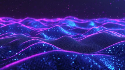 Poster - Music wave in 3D. Smooth transfer of information.