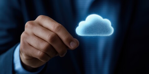 Poster - Hand Interacting with Digital Cloud Concept