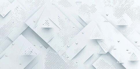 Poster - Geometric line modern abstract white background design with textured white transparent material in triangle and square shapes.