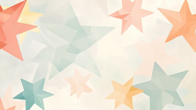 A modern holiday greeting card featuring a bold geometric star pattern in soft pastel colors, creating a clean and sophisticated background