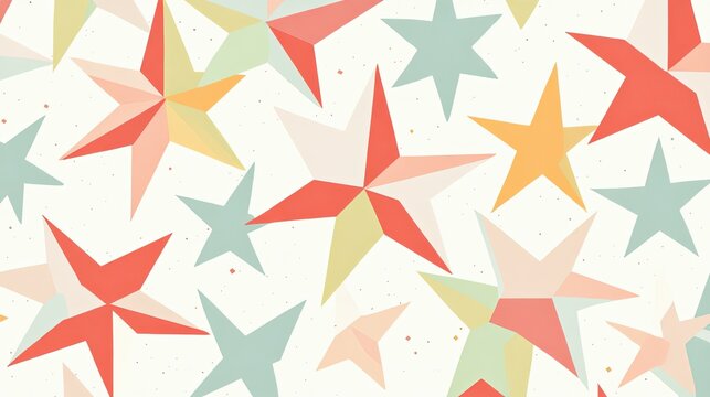 A modern holiday greeting card featuring a bold geometric star pattern in soft pastel colors, creating a clean and sophisticated background