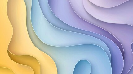 Poster - With waves, this shapeless flat abstract background is light purple mint butter pastel