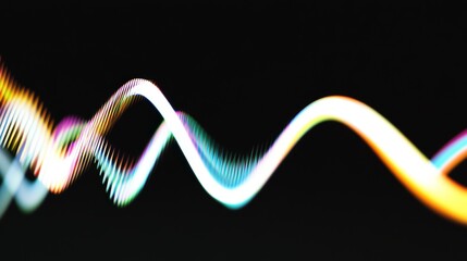 Poster - An abstract data visualization and abstract points graph in vibrant three-dimensional motion on a dark background - digital art illustration for multimedia and technology