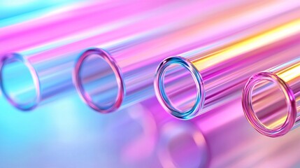 Poster - Futuristic Neon Tubes Reflecting on Glass - Vibrant Digital Patterns in a High-Tech Ambient Setting