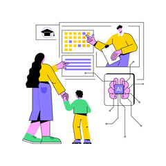 Poster - AI-Enhanced Parent-Teacher Communication abstract concept vector illustration.