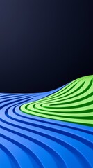 Poster - The background of a geometric abstract graphics poster is composed of curving green and black lines and geometric shapes