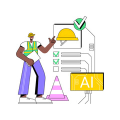 Poster - AI-Supported Workforce Safety abstract concept vector illustration.
