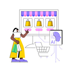 Poster - AI-Enhanced Personalized Shopping abstract concept vector illustration.