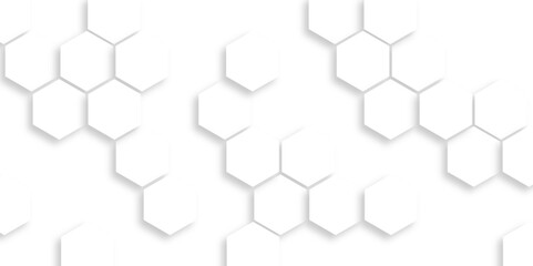 Abstract white hexagon concept design background. Seamless bright white honeycomb banner design. 