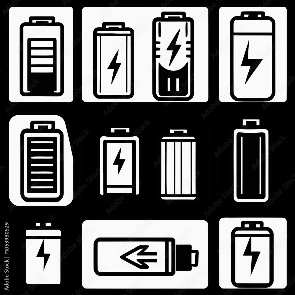 Battery icon set. low to full battery level status indicator with ...