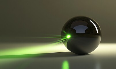 Poster - A black sphere with a green light emanating from it.