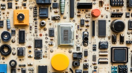 Poster - Electronic Circuit Board with Diverse Components