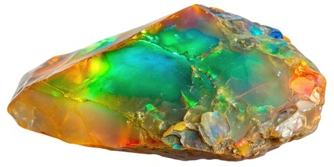 Rough ethiopian opal mineral cutout on a tilted angle