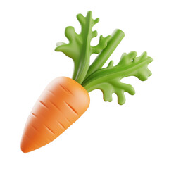 Wall Mural - carrot with leaves 3d render icon isolated on transparent background cutout