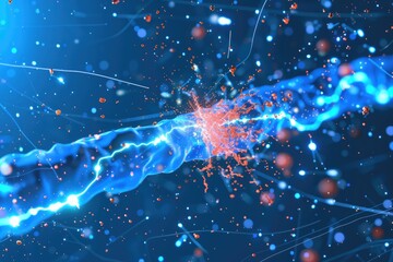 Poster - Subatomic Particle Collisions, Exploring the dynamic interplay of particles and light, revealing breakthroughs in fundamental physics.