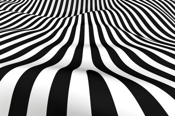 Poster - A monochromatic pattern of black and white stripes creates a wavy illusion, demonstrating depth and movement in minimalist design.