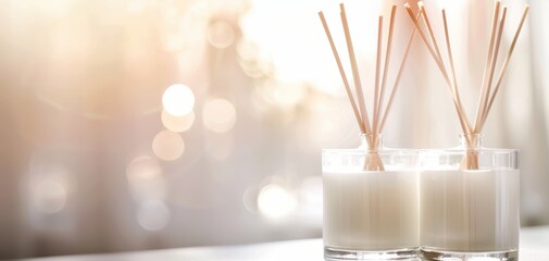Aufkleber - A serene ambiance with elegant candles, perfect for creating a relaxing atmosphere in any space.