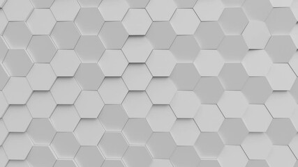 Aufkleber - Abstract moving white hexagonal structure. Bee hive grid blocks. 3d render animation loop