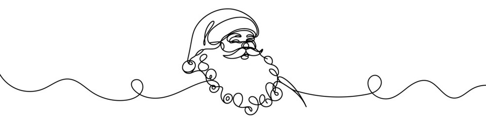 Wall Mural - Continuous line drawing of face of Santa Claus. One line drawing of a face of Santa Claus. Vector illustration.