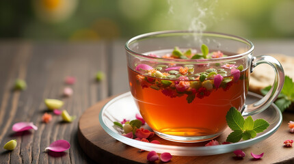 Sticker - Glass cup with herbal tea