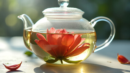 Sticker - Glass teapot with blooming tea inside