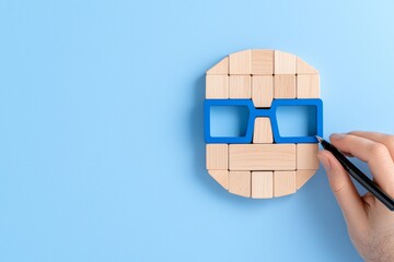 Poster - Concept for career development and hiring recruitment. Hand-built wooden person.