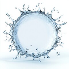 Aufkleber - Water splashing round frame in aqua, isolated liquid splash