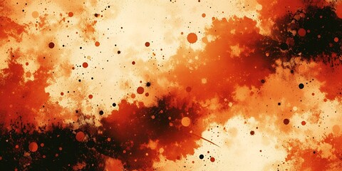 Wall Mural - Abstract art with orange and black splatter.