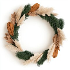 boho christmas wreath with pampas grass accents