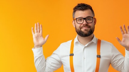 Confident Professional in Front of Orange Background