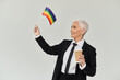 © Bliss - Joyful celebration of pride with a rainbow flag and coffee in hand.