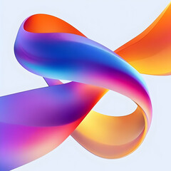 Poster - Abstract colorful 3D shapes intertwined in a seamless loop against a white background.