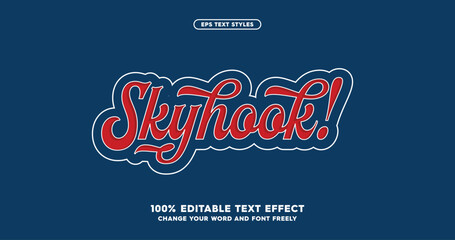 Leinwandbilder - Skyhook: A stylish baseball-inspired font effect. Fully editable text for a dynamic and sporty look. American baseball club colors.