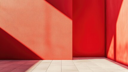 Poster - Bold Minimalist Red Background with Shadows