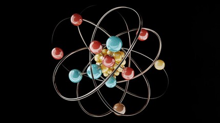 Poster - Detailed Cutaway View of an Atom with Inner Structure