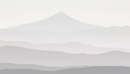 Poster - Mountain landscape silhouette, snow peak, forest sunset travel generated by AI