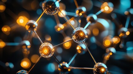 Poster - Stylized Atomic Model Close-Up View in Vibrant Colors
