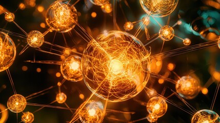 Poster - Glowing Electrons in Close-Up View