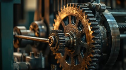 Poster - Close-Up of Machinery in Manufacturing Plant