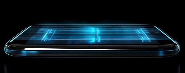 Poster - A sleek smartphone displaying a futuristic design with glowing lines.