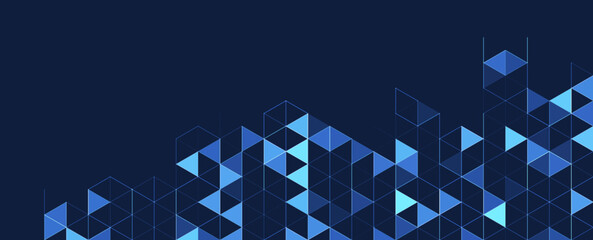 Poster - abstract geometric background with isometric. digital cube isometric on blue background.